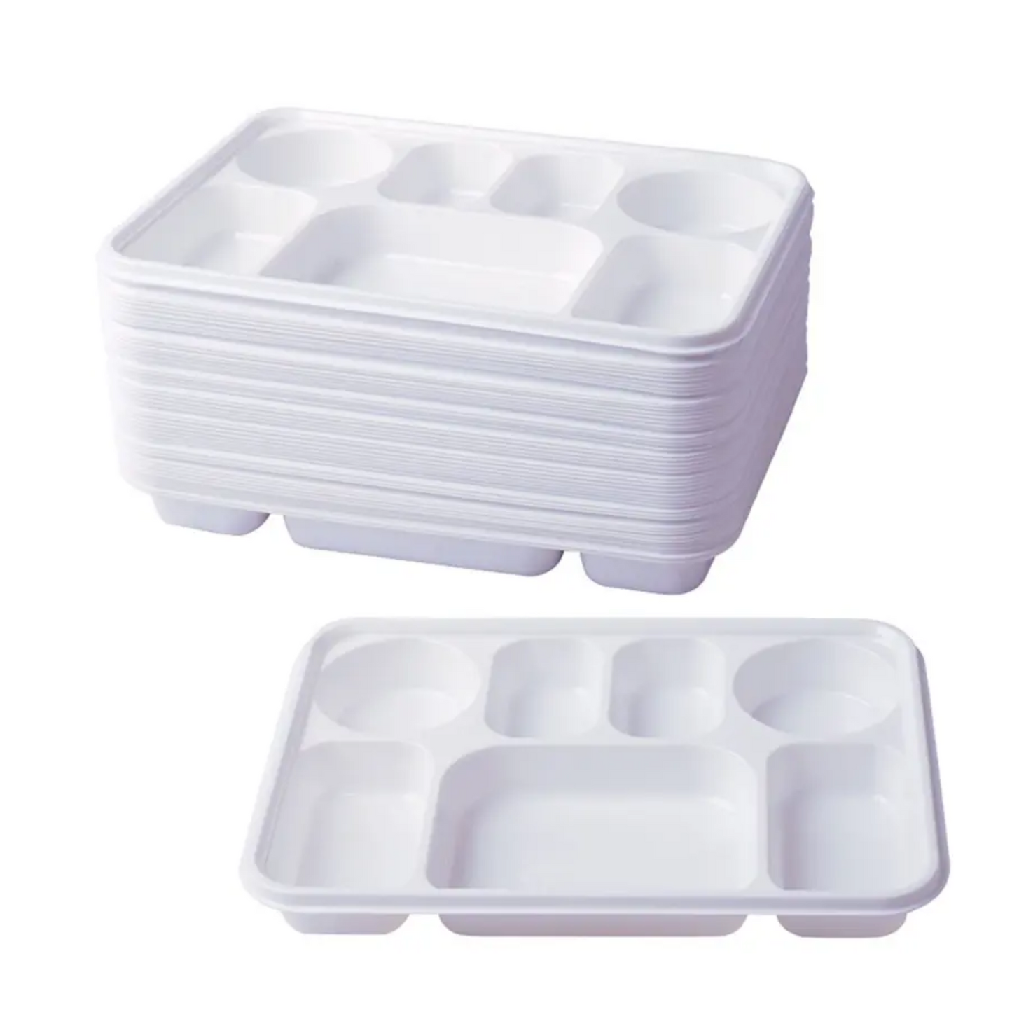 Reusable Deluxe Heavy-Duty 7-Compartment Plastic Dinner Plates