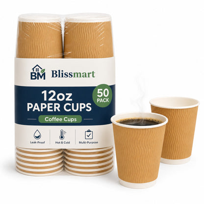12oz Ripple Cups | Insulated Disposable Coffee Cups | Pack of 25