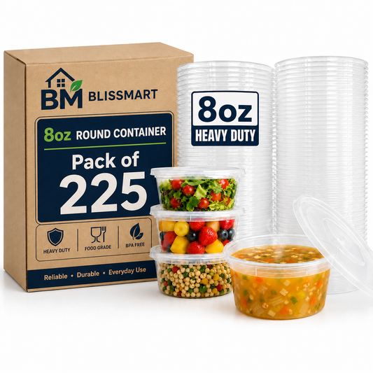 Round Food Storage Containers with Lids | Reusable Pots | Box of 225