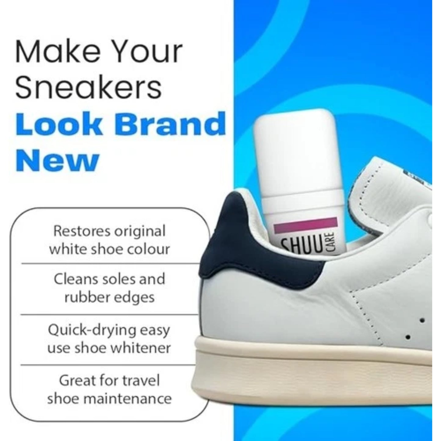 SHUU Trainer Whitener | White Shoe Cleaner & Restorer with Sponge Applicator