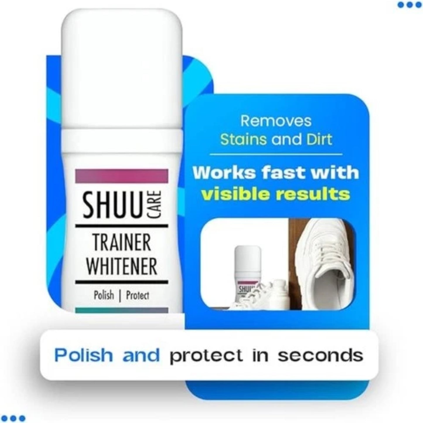 SHUU Trainer Whitener | White Shoe Cleaner & Restorer with Sponge Applicator