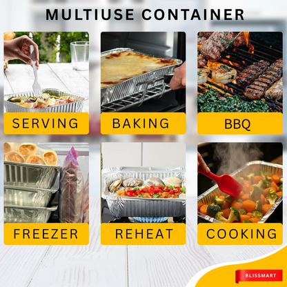No.1 Foil Containers with Lids | Small Takeaway Food Trays | 25 Pack