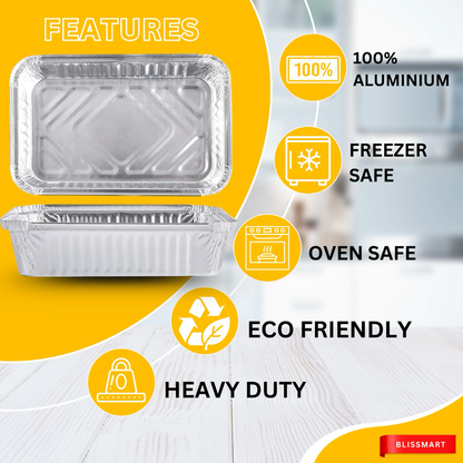 No.1 Foil Containers with Lids | Small Takeaway Food Trays | 25 Pack