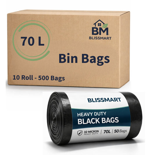 70L Black Bags Bulk 500 Pack