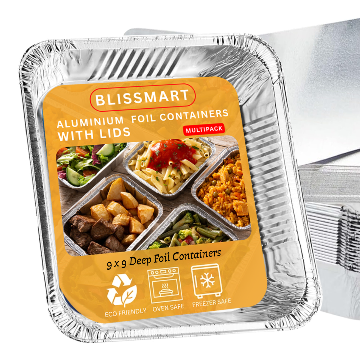 9x9 Foil Containers with Lids