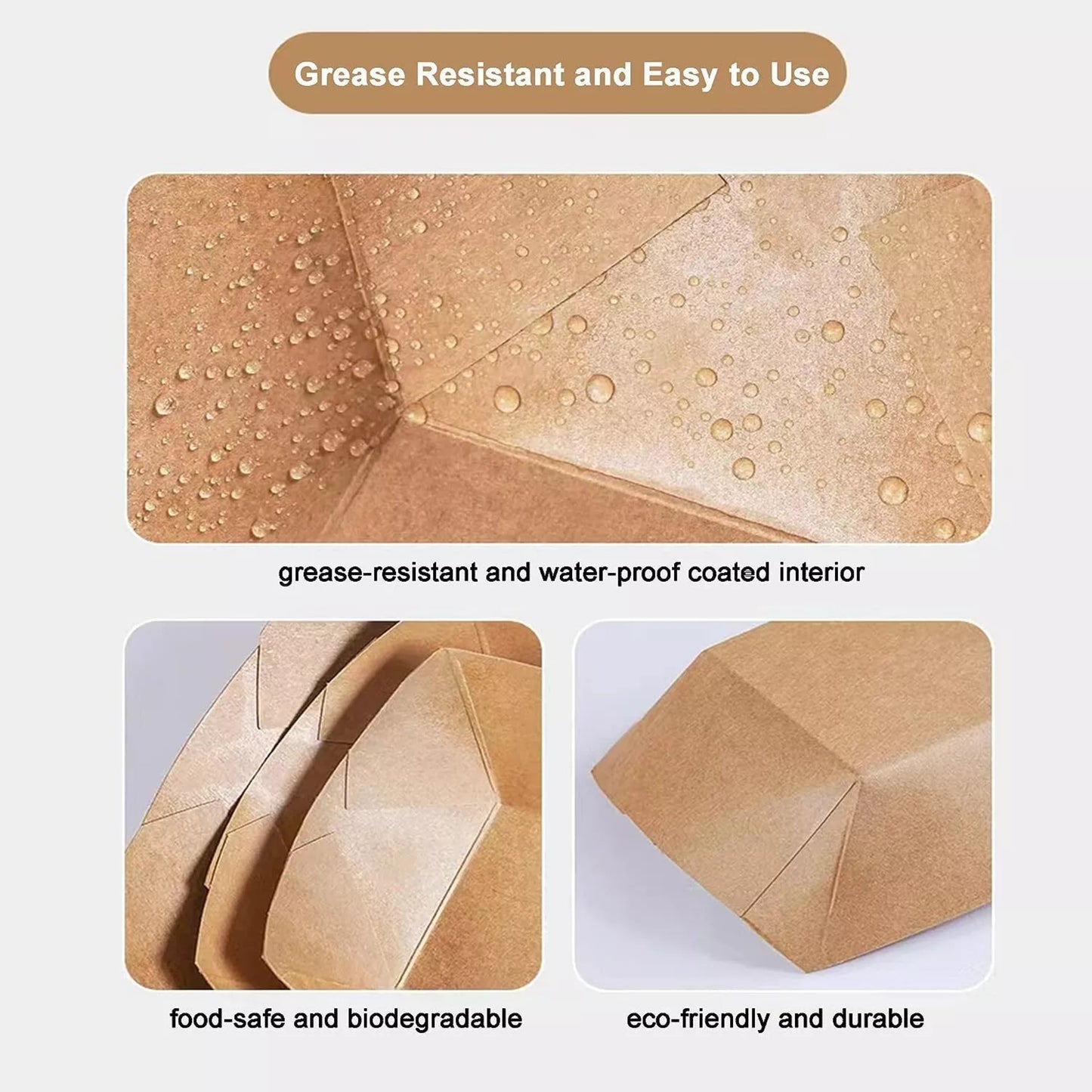 Kraft Tray Large | Compostable Food Tray for Takeaway & Catering