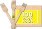 Disposable Wooden Forks [Pack of 100] | Eco-Friendly, Biodegradable Cutlery for Parties & Events