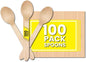 Disposable Wooden Spoons [Pack of 100] | Eco-Friendly, Biodegradable Spoons for Parties & Events